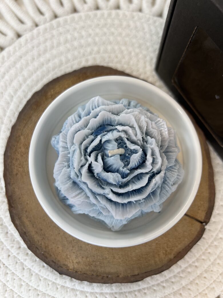 Tumši zila peonija keramikas traukā